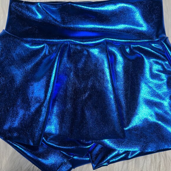 Metallic blue skirted Bummy and bow 3-6 royal blue girl set - Picture 4 of 5